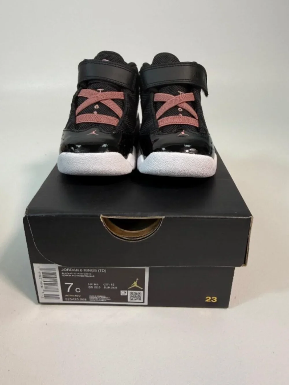 Nike Air Jordan 6 Rings (TD) Toddlers Size 7C Black/White/Rust Pink
